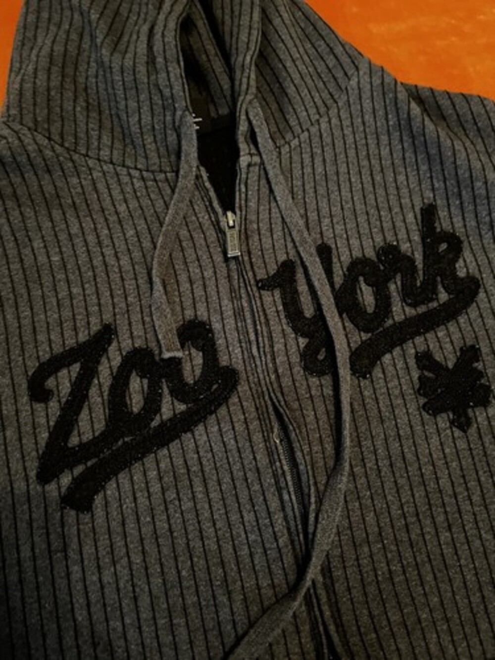 Vintage ZooYork Mens Jacket XXL 2XL Black Stripe Embroider Logo Full Zip Hip Hop